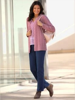 Veste Longue En Tricot Joli Motif Torsadé