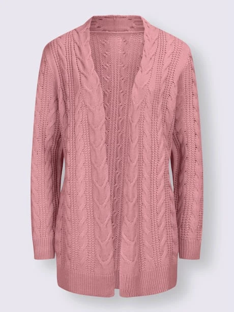 Veste Longue En Tricot Joli Motif Torsadé 4 Veste Longue En Tricot Joli Motif Torsadé – Image 4