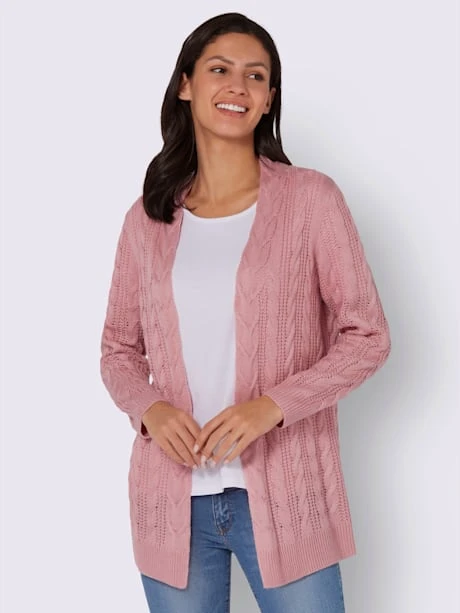 Veste Longue En Tricot Joli Motif Torsadé 2 Veste Longue En Tricot Joli Motif Torsadé – Image 2