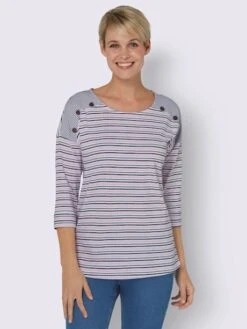 T-shirt à Rayures Coupe Décontractée Aux épaules