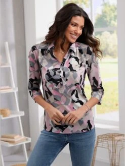 Chemisier En Crêpe Patte De Boutonnage Courte