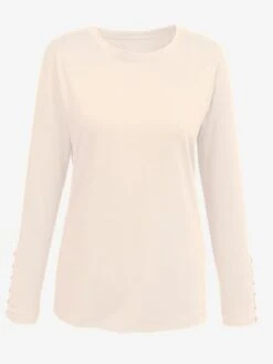 T-shirt Col Rond Manches Longues Avec Boutons Décoratives 7 T-shirt Col Rond Manches Longues Avec Boutons Décoratives -Promos Mode Exquise Boutique 003.00PRO.227 136.003.u