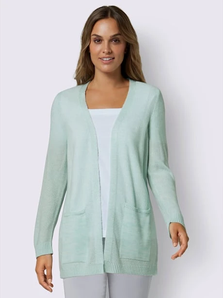 Veste Longue En Tricot Poches Plaquées 2 Veste Longue En Tricot Poches Plaquées – Image 2