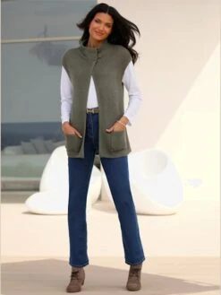 Promos Mode Exquise Boutique 25 Gilet En Tricot Col Montant Tendance