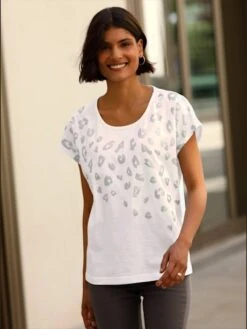 T-shirt Imprimé Feuille Brillant