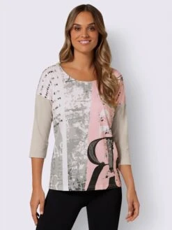 T-shirt à Manches 3/4 Petites Pierres Brillantes Fantaisie -Promos Mode Exquise Boutique 004.00ZUK05547 B21.001