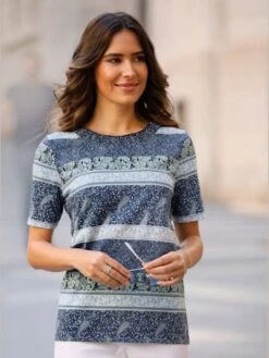 T-shirt à Manches Courtes Encolure Smockée