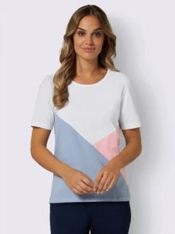 T-shirt à Manches Courtes Empiècements Contrastés Tendance -Promos Mode Exquise Boutique 007.00ZUK03347 B13.002