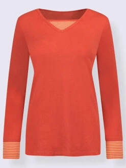 T-shirt En Coton Empiècements Rayés Effet 2 En 1 Col En V Manches Longues 7 T-shirt En Coton Empiècements Rayés Effet 2 En 1 Col En V Manches Longues -Promos Mode Exquise Boutique 007.00ZUK92340 B07.001