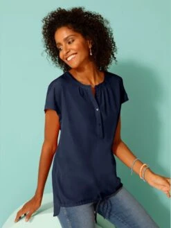 Chemisier Léger Encolure Ronde Manches Courtes