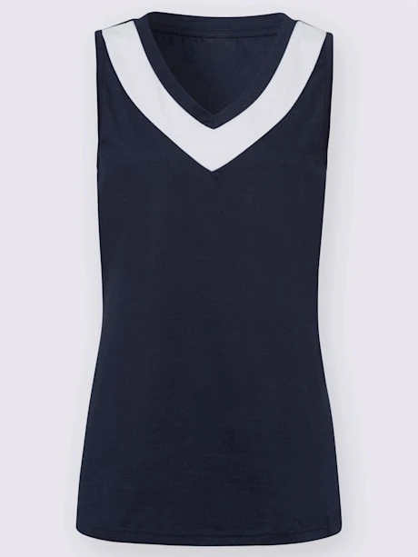 Débardeur Femme Col En V Avec Empiècement En Tissu Contrasté 3 Débardeur Femme Col En V Avec Empiècement En Tissu Contrasté – Image 3