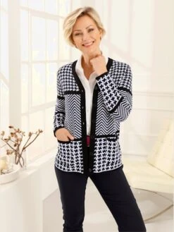 Promos Mode Exquise Boutique 23 Veste En Tricot Mélange Raffiné De Motifs Jacquard