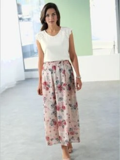 Jupe Plissée Imprimé Floral Ceinture élastique