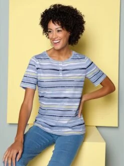 T-shirt à Manches Courtes Patte De Boutonnage Courte