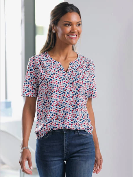 Chemisier à Manches Courtes Fronces Aux épaules 1 Chemisier à Manches Courtes Fronces Aux épaules