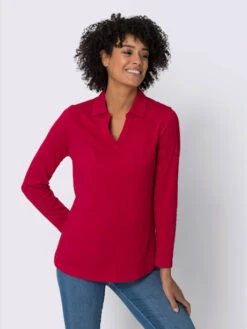 T-shirt à Manches Longues Col Chemise Ouvert