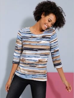 T-shirt à Manches 3/4 à Encolure Ronde