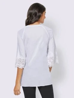 Chemisier Empiècements Dentelle Col Rond Manches Raglan 3/4 -Promos Mode Exquise Boutique 014.00F0156441 B11.001