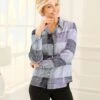 Chemisier à Manches Longues Motif à Carreaux