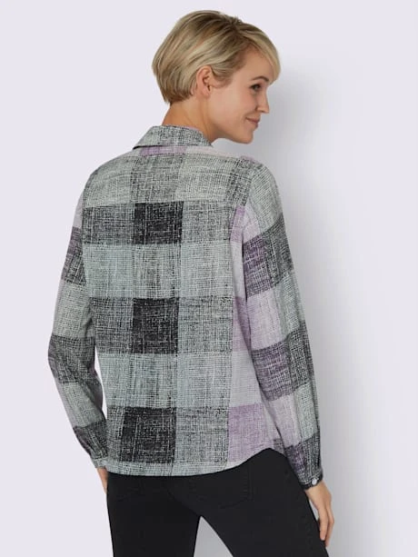 Chemisier à Manches Longues Motif à Carreaux 3 Chemisier à Manches Longues Motif à Carreaux – Image 3