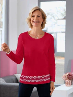 T-shirt à Manches Longues Bordures Imprimées