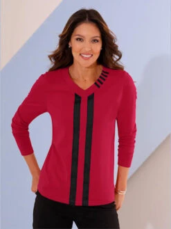 T-shirt à Manches Longues Encolure En V Affinante