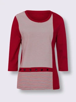 T-shirt à Manches 3/4 Kontrastfarbige Zierknöpfe -Promos Mode Exquise Boutique 015.00ZUK92348 B01.001