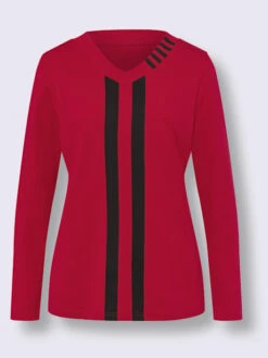 T-shirt à Manches Longues Encolure En V Affinante -Promos Mode Exquise Boutique 015.00ZUK92348 B13.001