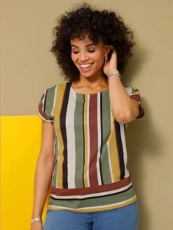 T-shirt Séduisant Motif à Rayures