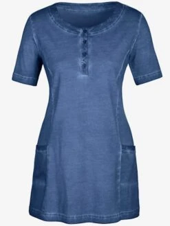 T-shirt Long Petit Col Boutonné Manches Courtes -Promos Mode Exquise Boutique 017.00ZUK03339 A15.001