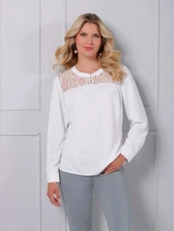 Chemisier En Dentelle Empiècement En Dentelle à L'encolure