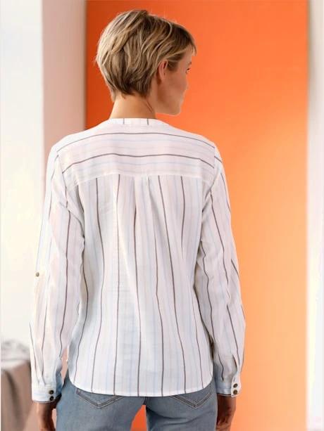 Chemisier En Flanelle Manches 3/4 Retroussables 2 Chemisier En Flanelle Manches 3/4 Retroussables – Image 2