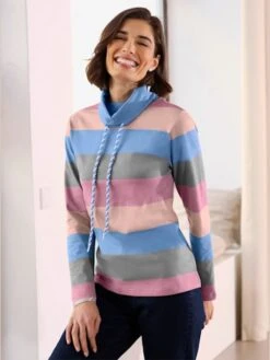 T-shirt à Manches Longues Large Col Roulé Avec Lien à Nouer