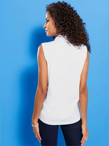 Chemisier En Jersey Femme Sans Manches Col Chemise 2 Chemisier En Jersey Femme Sans Manches Col Chemise – Image 2