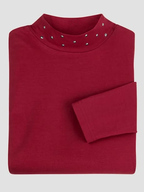 T-shirt à Col Montant Applications Décoratives 4 T-shirt à Col Montant Applications Décoratives – Image 4