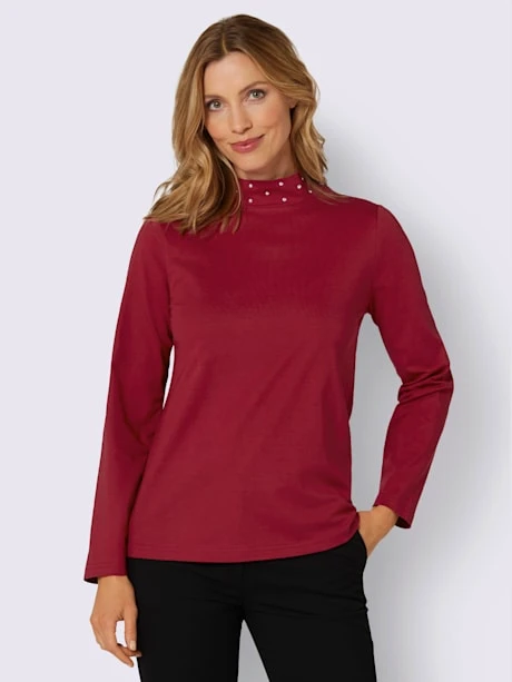 T-shirt à Col Montant Applications Décoratives 1 T-shirt à Col Montant Applications Décoratives