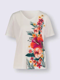 T-shirt En V Imprimé Floral -Promos Mode Exquise Boutique 020.00ZUK91746 B01.001