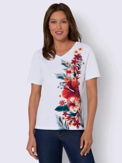 T-shirt En V Imprimé Floral