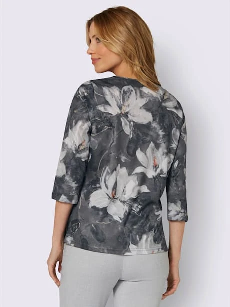 T-shirt à Encolure Ronde Manches 3/4 Mode 2 T-shirt à Encolure Ronde Manches 3/4 Mode – Image 2