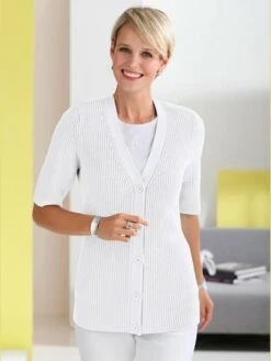 Veste En Tricot Patte De Boutonnage Sur Toute La Longueur