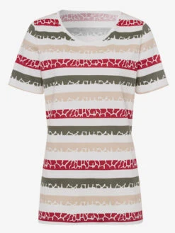 T-shirt Femme à Rayures Mutlicolores Col V 5 T-shirt Femme à Rayures Mutlicolores Col V -Promos Mode Exquise Boutique 024.00ZUK05541 A53.001