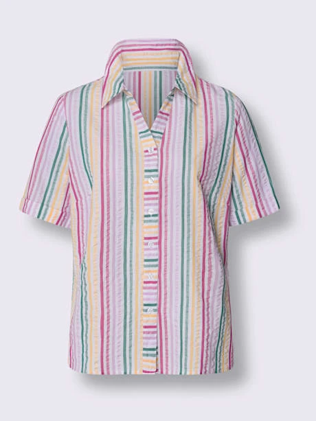 Chemisier à Manches Courtes Longues Rayures Affinantes 4 Chemisier à Manches Courtes Longues Rayures Affinantes – Image 4