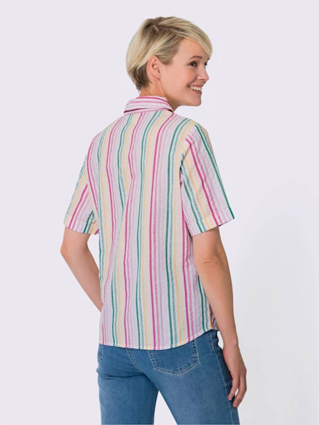 Chemisier à Manches Courtes Longues Rayures Affinantes 3 Chemisier à Manches Courtes Longues Rayures Affinantes – Image 3