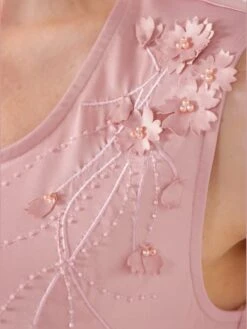 Débardeur Jolie Broderie Florale Avec Perles Décoratives -Promos Mode Exquise Boutique 025.00ZUK92345 004.114
