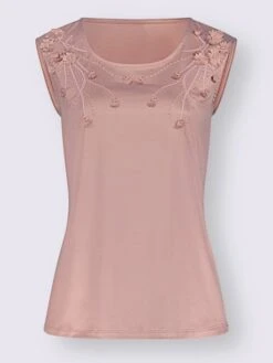 Débardeur Jolie Broderie Florale Avec Perles Décoratives -Promos Mode Exquise Boutique 025.00ZUK92345 B37.001