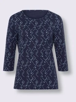 T-shirt à Manches 3/4 Encolure Ronde Passepoilée -Promos Mode Exquise Boutique 027.00ZUK92348 B20.001