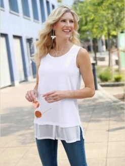 Débardeur Long Doublé En Mousseline