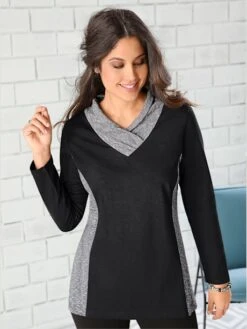 T-shirt Manches Longues Col Montant Croisé