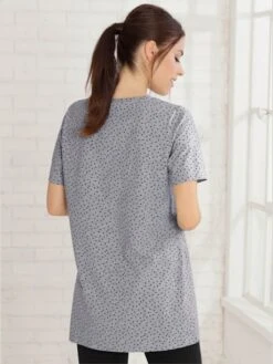 T-shirt Long à Petits Pois Manches Courtes -Promos Mode Exquise Boutique 050.00ZUK05539 A15.005