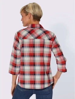 Chemisier à Carreaux Manches 3/4 Fendues -Promos Mode Exquise Boutique 101.00BJ255347 B02.001